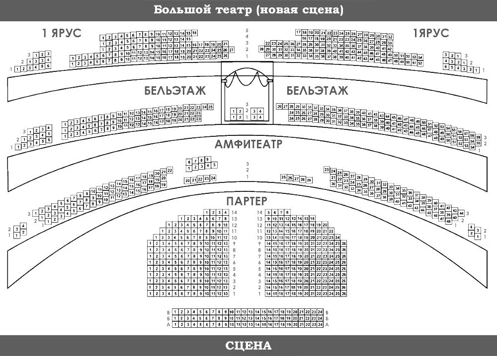 Большой театр в Москве – всё о главном театре России 11 Большой театр в Москве - Новая сцена - Схема зала с местами